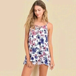 “Tabby” Floral sleeveless spaghetti strap top